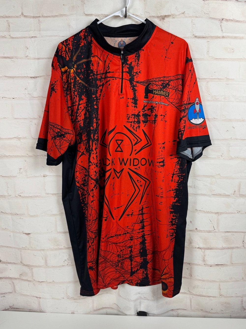 Rocket Bowling Jersey Black Widow Hammer Red And Black Size 3XL